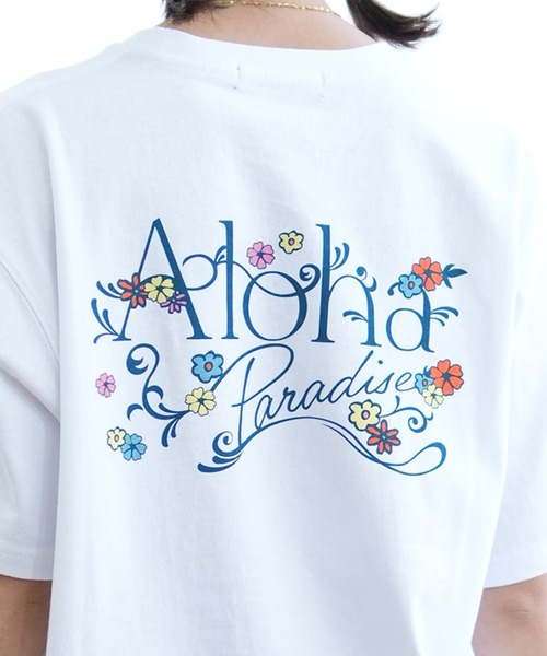ムラサキスポーツ（ムラサキスポーツ）の「ALOHA PEOPLE/アロハピープル 半袖 Tシャツ バックプリント カーシヴ MOAP24SL003（Tシャツ/カットソー・レディース・ホワイト×グリーン/ホワイト×ブルー・L/M）」の11枚目の写真