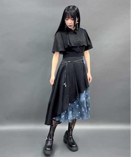ダークマリンバイカラーワンピース＆アクセサリー axes femme POETIQUE（アクシーズファムポエティック）の「ダーク