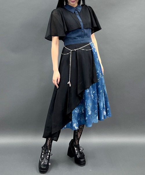 axes femme POETIQUE(アクシーズファムポエティック)の「ダークマリンバイカラーワンピース(ワンピース・レディース・ブラック/ブルーグリーン/ブルー・MEDIUM)」の21枚目の写真