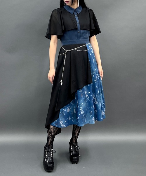 axes femme POETIQUE(アクシーズファムポエティック)の「ダークマリンバイカラーワンピース(ワンピース・レディース・ブラック/ブルーグリーン/ブルー・MEDIUM)」の20枚目の写真