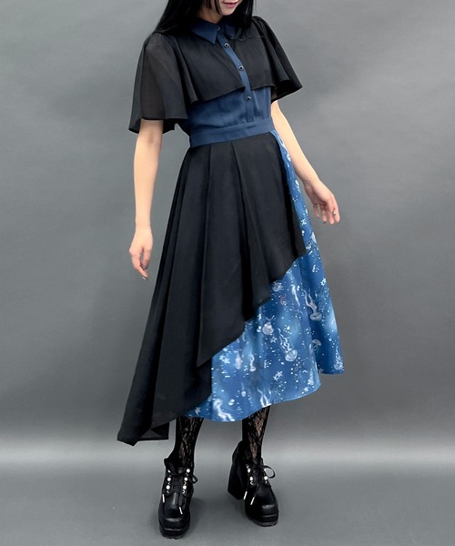 axes femme POETIQUE(アクシーズファムポエティック)の「ダークマリンバイカラーワンピース(ワンピース・レディース・ブラック/ブルーグリーン/ブルー・MEDIUM)」の15枚目の写真