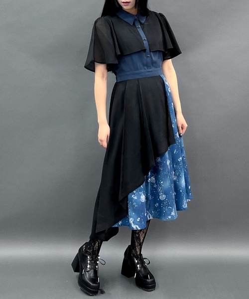 ダークマリンバイカラーワンピース＆アクセサリー axes femme POETIQUE（アクシーズファムポエティック）の「ダーク