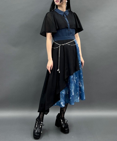 ダークマリンバイカラーワンピース＆アクセサリー axes femme POETIQUE（アクシーズファムポエティック）の「ダーク