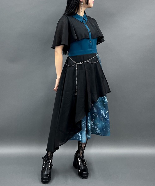 ダークマリンバイカラーワンピース＆アクセサリー axes femme POETIQUE（アクシーズファムポエティック）の「ダーク