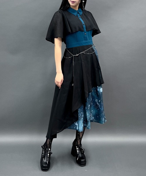 axes femme POETIQUE(アクシーズファムポエティック)の「ダークマリンバイカラーワンピース(ワンピース・レディース・ブラック/ブルーグリーン/ブルー・MEDIUM)」の11枚目の写真