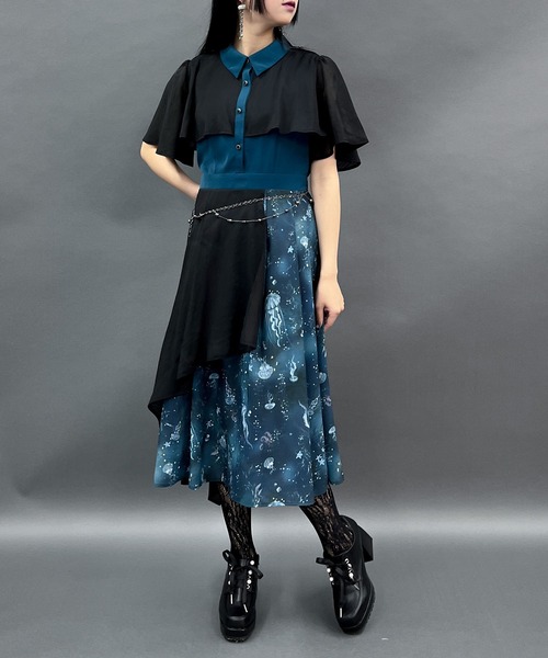 ダークマリンバイカラーワンピース＆アクセサリー axes femme POETIQUE（アクシーズファムポエティック）の「ダーク