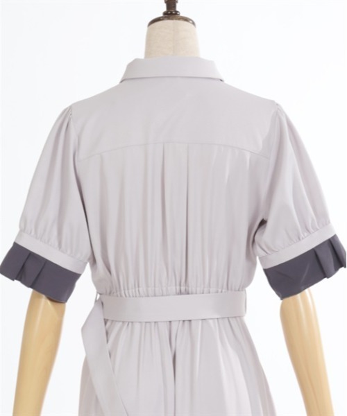 axes femme（アクシーズファム）の「プリーツバイカラーワンピース（シャツワンピース・レディース・グレー/カーキ/ネイビー・FREE）」の13枚目の写真