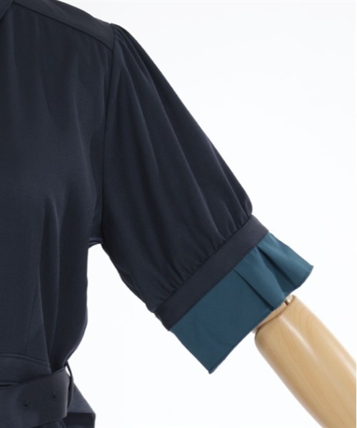 axes femme（アクシーズファム）の「プリーツバイカラーワンピース（シャツワンピース・レディース・グレー/カーキ/ネイビー・FREE）」の18枚目の写真