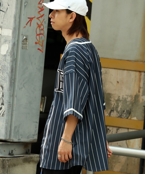 FUBU ネイビー ストライプ シャツ 3X 05 FUBU フブ トップス 長袖チェックシャツ 。FUBUはアメリカの代表