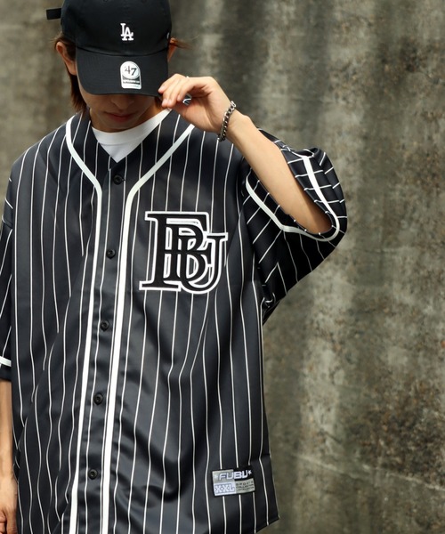 FUBU ネイビー ストライプ シャツ 3X 05 FUBU フブ トップス 長袖チェックシャツ 。FUBUはアメリカの代表
