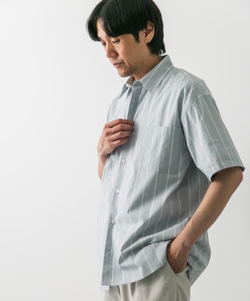 URBAN RESEARCH DOORS(アーバンリサーチドアーズ)の「ストライプレギュラーカラーショートスリーブシャツ(シャツ/ブラウス・メンズ・グリーン系その他/ベージュ系その他/ブルー系その他・MEDIUM/LARGE)」の18枚目の写真