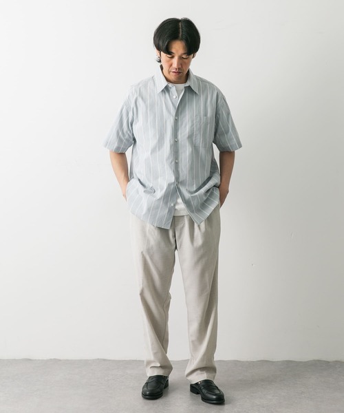 URBAN RESEARCH DOORS(アーバンリサーチドアーズ)の「ストライプレギュラーカラーショートスリーブシャツ(シャツ/ブラウス・メンズ・グリーン系その他/ベージュ系その他/ブルー系その他・MEDIUM/LARGE)」の21枚目の写真