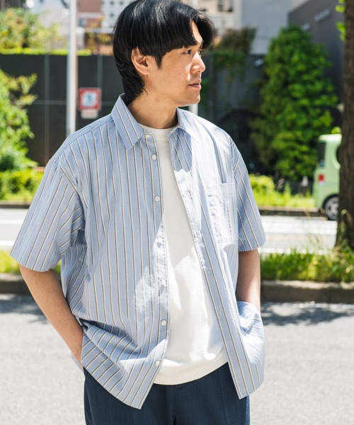 URBAN RESEARCH DOORS(アーバンリサーチドアーズ)の「ストライプレギュラーカラーショートスリーブシャツ(シャツ/ブラウス・メンズ・グリーン系その他/ベージュ系その他/ブルー系その他・MEDIUM/LARGE)」の22枚目の写真