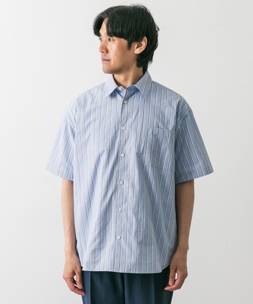 URBAN RESEARCH DOORS(アーバンリサーチドアーズ)の「ストライプレギュラーカラーショートスリーブシャツ(シャツ/ブラウス・メンズ・グリーン系その他/ベージュ系その他/ブルー系その他・MEDIUM/LARGE)」の7枚目の写真