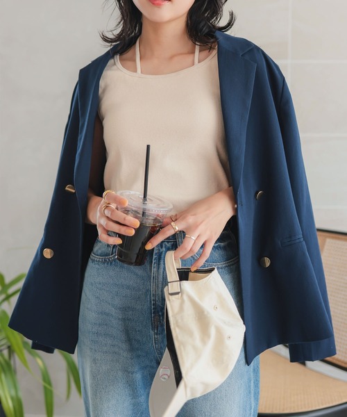 KOBE LETTUCE（コウベレタス）の「前後2wayカップ付きホルターストラップリブキャミソール（タンクトップ・レディース・オフホワイト/アイボリー系/ライトグリーン/マスタード/モカ/ブラック・L/M）」の15枚目の写真