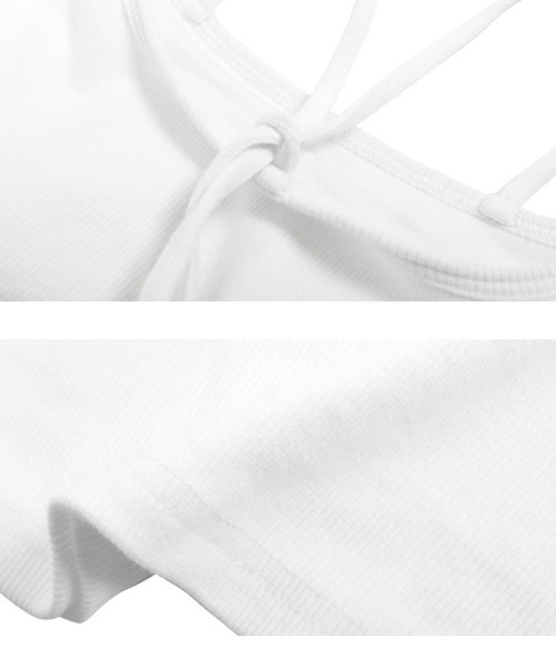 KOBE LETTUCE（コウベレタス）の「前後2wayカップ付きホルターストラップリブキャミソール（タンクトップ・レディース・オフホワイト/アイボリー系/ライトグリーン/マスタード/モカ/ブラック・L/M）」の21枚目の写真