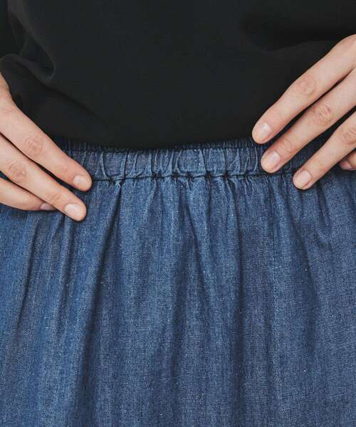 cloenc（クロエンス）の「◆コットンリネンデニムフレアスカート（デニムスカート・レディース・ネイビー/ブルー系その他・01/02/03）」の6枚目の写真