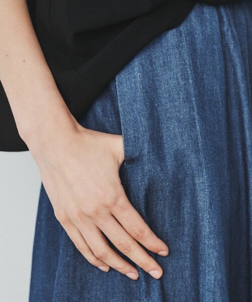 cloenc（クロエンス）の「◆コットンリネンデニムフレアスカート（デニムスカート・レディース・ネイビー/ブルー系その他・01/02/03）」の7枚目の写真