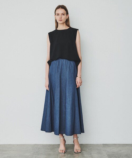 cloenc（クロエンス）の「◆コットンリネンデニムフレアスカート（デニムスカート・レディース・ネイビー/ブルー系その他・01/02/03）」の14枚目の写真