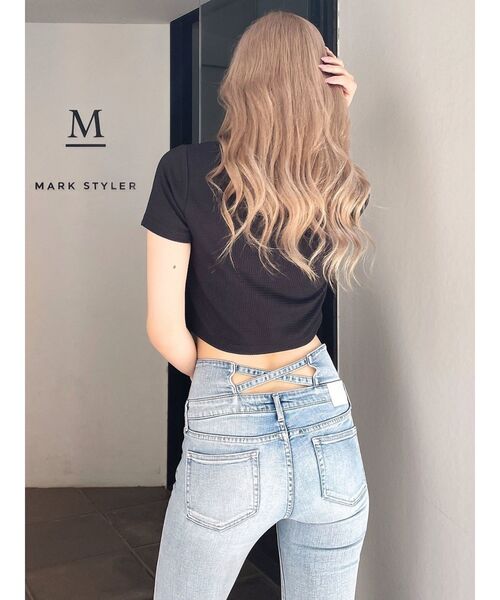 GYDA(ジェイダ)の「Symmetry GYDA ラメembroideryポロトップス(Tシャツ/カットソー・レディース・ブラック/レッド/オフホワイト・FREE)」の5枚目の写真