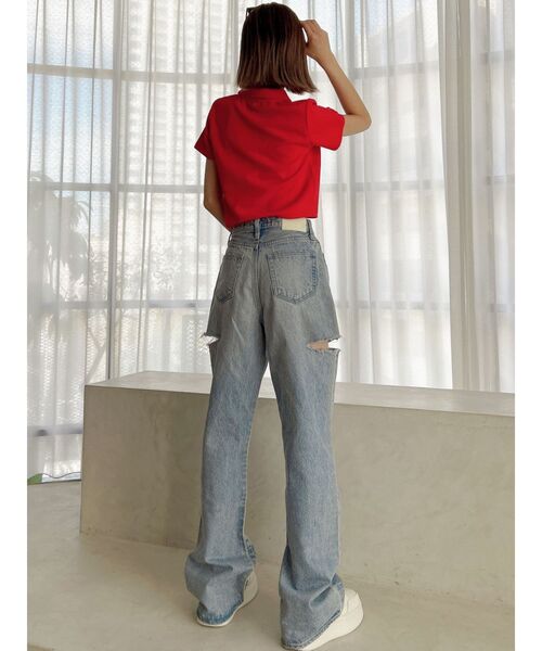 GYDA(ジェイダ)の「Symmetry GYDA ラメembroideryポロトップス(Tシャツ/カットソー・レディース・ブラック/レッド/オフホワイト・FREE)」の8枚目の写真