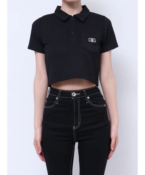 GYDA(ジェイダ)の「Symmetry GYDA ラメembroideryポロトップス(Tシャツ/カットソー・レディース・ブラック/レッド/オフホワイト・FREE)」の9枚目の写真