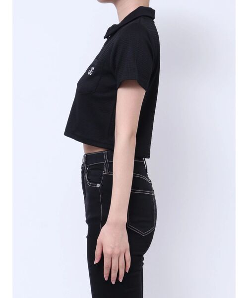 GYDA(ジェイダ)の「Symmetry GYDA ラメembroideryポロトップス(Tシャツ/カットソー・レディース・ブラック/レッド/オフホワイト・FREE)」の10枚目の写真