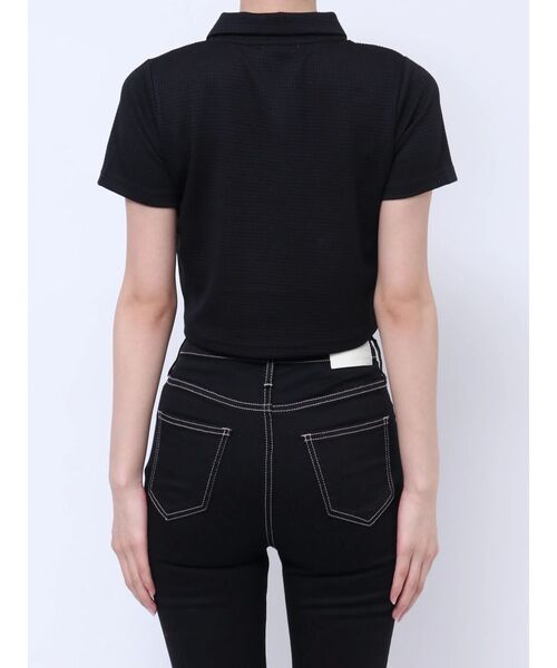 GYDA(ジェイダ)の「Symmetry GYDA ラメembroideryポロトップス(Tシャツ/カットソー・レディース・ブラック/レッド/オフホワイト・FREE)」の11枚目の写真