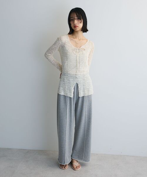 45R リネン天竺のカットワークテントTシャツ Hanes｜クール コットン 天竺 スリーブレス Tシャツ hw3-z102-tr