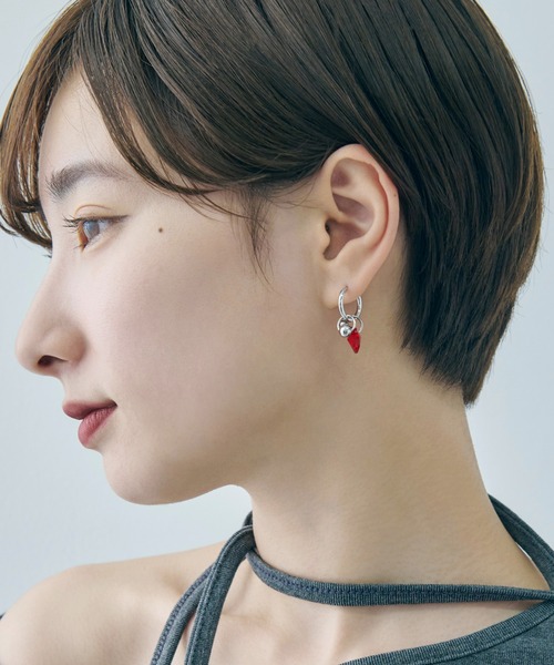 GOLDY（ゴールディ）の「シマー ハート チャーム ピアス（ピアス（両耳用）・レディース・ブラック/レッド/マルチ/クリア・FREE）」の8枚目の写真