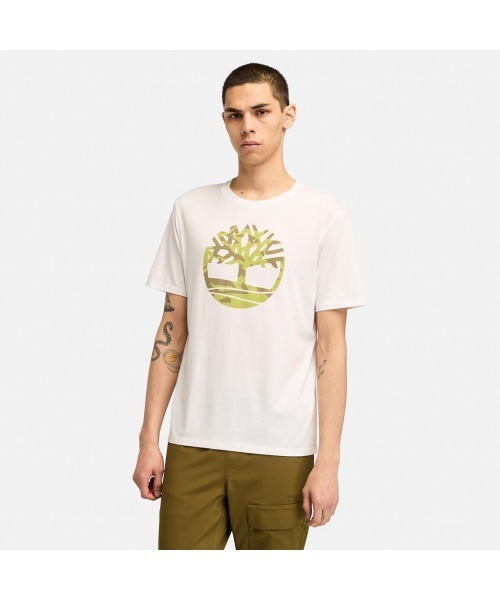 【Timberland】半袖 ロゴ Tシャツ グリーン / 送料無料 Timberland tシャツ メンズ 半袖 ブーツ ロゴ Tシャツ