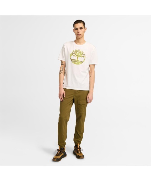 TIMBERLAND★半袖 クルーネック ロゴ トップス 綿 Tシャツ★白★ セール】オールジェンダー 半袖 グラフィック Tシャツ（Tシャツ