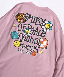 SMILEY FACE/スマイリーフェイス ワンポイント 袖ロゴ 発泡バックプリント オーバーサイズ 長袖Tシャツ レディース メンズ ロンT