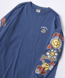 SMILEY FACE/スマイリーフェイス ワンポイント 袖ロゴ 発泡バックプリント オーバーサイズ 長袖Tシャツ レディース メンズ ロンT