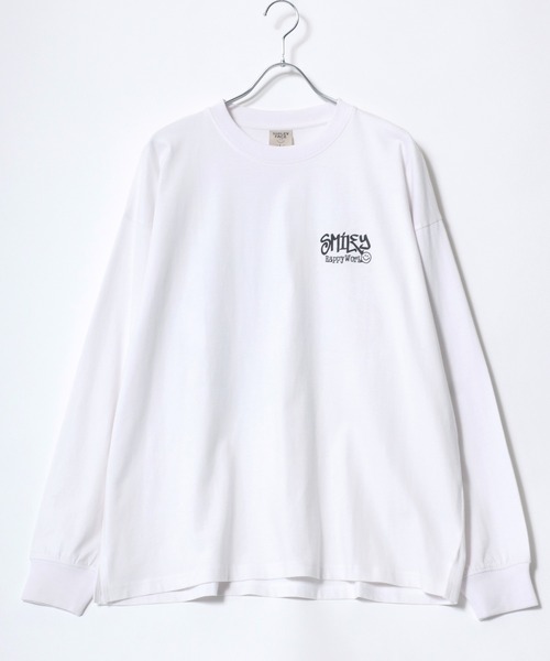 SMILEY FACE(スマイリーフェイス)の「SMILEY FACE/スマイリーフェイス ワンポイント 袖ロゴ 発泡バックプリント オーバーサイズ 長袖Tシャツ レディース メンズ ロンT(Tシャツ/カットソー・レディース・ホワイト/ブラック/ブラック系その他/ブルー/スミクロ/ピンク/ホワイト系その他/グリーン・LL/L/M)」の19枚目の写真