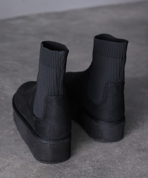 Java（ジャバ）の「《JaVaジャバコラボ》冬のトレンドアイテム！厚底ソックスムートンブーツ（ブーツ・レディース・ブラック/ライトベージュ・MEDIUM/LARGE/X-LARGE/SMALL）」の10枚目の写真