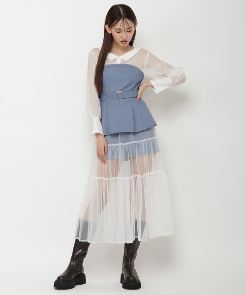 REDYAZEL（レディアゼル）の「シャツドッキングベアワンピース（ワンピース・レディース・ライトグレー/ブラック/ブルー/ブラック系その他5・SMALL/MEDIUM）」の4枚目の写真