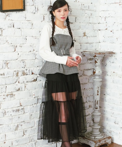 REDYAZEL（レディアゼル）の「シャツドッキングベアワンピース（ワンピース・レディース・ライトグレー/ブラック/ブルー/ブラック系その他5・SMALL/MEDIUM）」の2枚目の写真