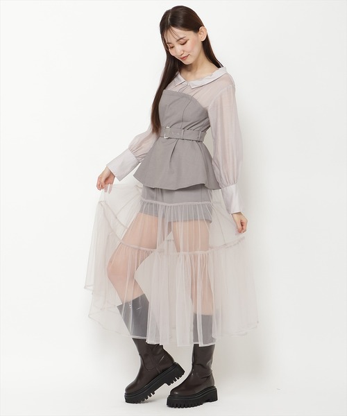 REDYAZEL（レディアゼル）の「シャツドッキングベアワンピース（ワンピース・レディース・ライトグレー/ブラック/ブルー/ブラック系その他5・SMALL/MEDIUM）」の16枚目の写真