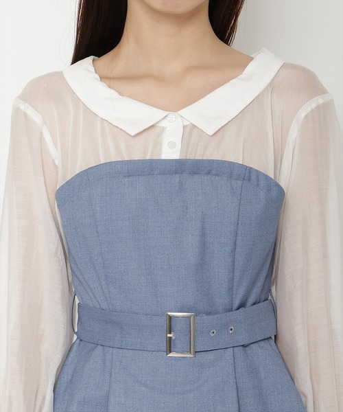 REDYAZEL（レディアゼル）の「シャツドッキングベアワンピース（ワンピース・レディース・ライトグレー/ブラック/ブルー/ブラック系その他5・SMALL/MEDIUM）」の8枚目の写真