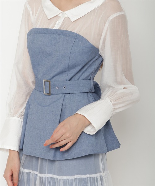 REDYAZEL（レディアゼル）の「シャツドッキングベアワンピース（ワンピース・レディース・ライトグレー/ブラック/ブルー/ブラック系その他5・SMALL/MEDIUM）」の6枚目の写真