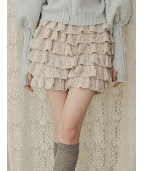 merry jenny(メリージェニー)の「モヘヤライクティアードショートパンツ(スウェットパンツ・レディース・ベージュ/ブラック・FREE)」の6枚目の写真
