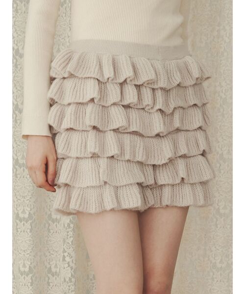 merry jenny(メリージェニー)の「モヘヤライクティアードショートパンツ(スウェットパンツ・レディース・ベージュ/ブラック・FREE)」の18枚目の写真