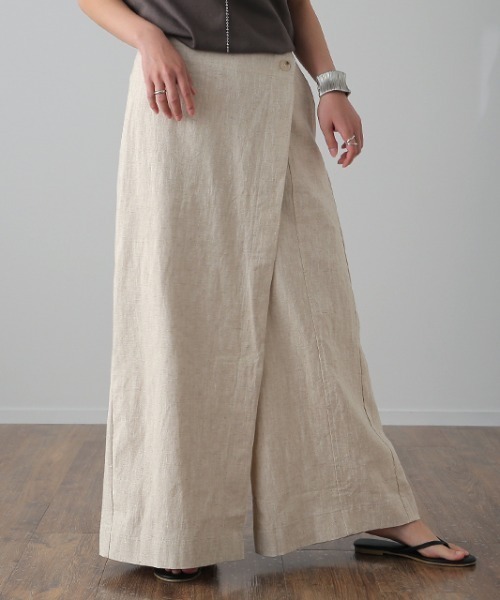 HUG.U(ハグユー)の「リネンラップパンツ(その他パンツ・レディース・モカ/オートミール/ブラック/オリーブ/ブルー/カーキ/ブラック系その他2/グレイッシュベージュ/ホワイト/ベージュ/ブラック系その他・レギュラー丈/トール丈)」の7枚目の写真