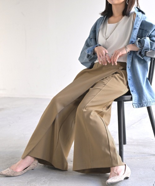 HUG.U(ハグユー)の「リネンラップパンツ(その他パンツ・レディース・モカ/オートミール/ブラック/オリーブ/ブルー/カーキ/ブラック系その他2/グレイッシュベージュ/ホワイト/ベージュ/ブラック系その他・レギュラー丈/トール丈)」の6枚目の写真