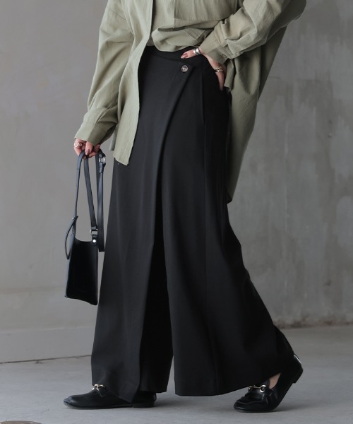 HUG.U(ハグユー)の「リネンラップパンツ(その他パンツ・レディース・モカ/オートミール/ブラック/オリーブ/ブルー/カーキ/ブラック系その他2/グレイッシュベージュ/ホワイト/ベージュ/ブラック系その他・レギュラー丈/トール丈)」の4枚目の写真