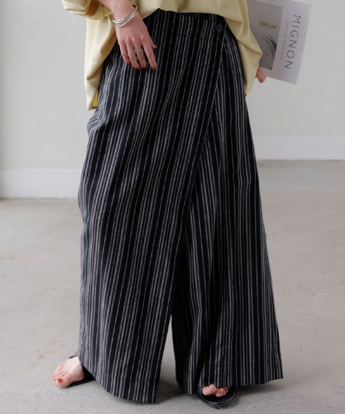 HUG.U(ハグユー)の「リネンラップパンツ(その他パンツ・レディース・モカ/オートミール/ブラック/オリーブ/ブルー/カーキ/ブラック系その他2/グレイッシュベージュ/ホワイト/ベージュ/ブラック系その他・レギュラー丈/トール丈)」の5枚目の写真