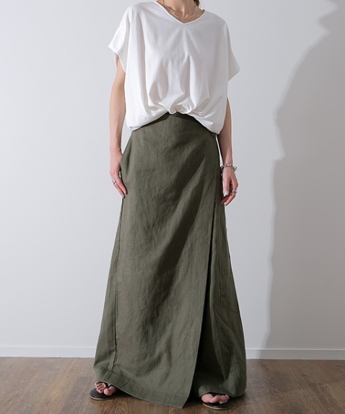 HUG.U(ハグユー)の「リネンラップパンツ(その他パンツ・レディース・モカ/オートミール/ブラック/オリーブ/ブルー/カーキ/ブラック系その他2/グレイッシュベージュ/ホワイト/ベージュ/ブラック系その他・レギュラー丈/トール丈)」の17枚目の写真