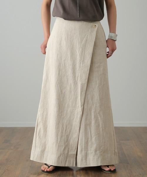 HUG.U(ハグユー)の「リネンラップパンツ(その他パンツ・レディース・モカ/オートミール/ブラック/オリーブ/ブルー/カーキ/ブラック系その他2/グレイッシュベージュ/ホワイト/ベージュ/ブラック系その他・レギュラー丈/トール丈)」の14枚目の写真