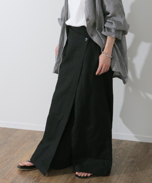 HUG.U(ハグユー)の「リネンラップパンツ(その他パンツ・レディース・モカ/オートミール/ブラック/オリーブ/ブルー/カーキ/ブラック系その他2/グレイッシュベージュ/ホワイト/ベージュ/ブラック系その他・レギュラー丈/トール丈)」の20枚目の写真